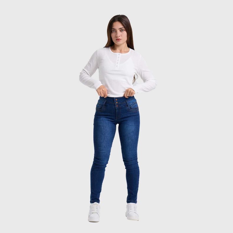Jeans Mujer Skinny Push Up Azul Oscuro-3