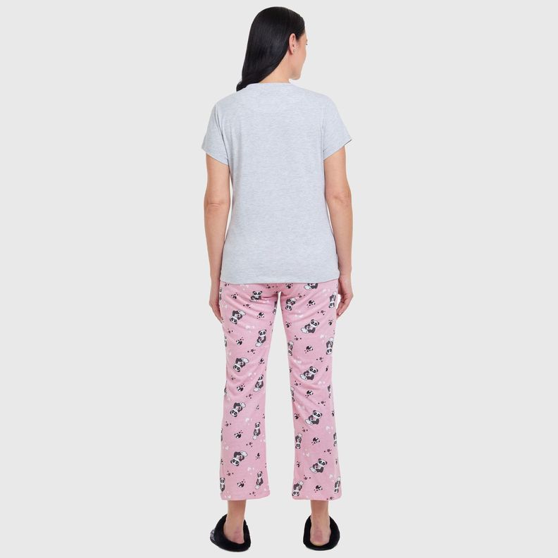 Pijama Maternal Gris Melange Claro Mujer-1