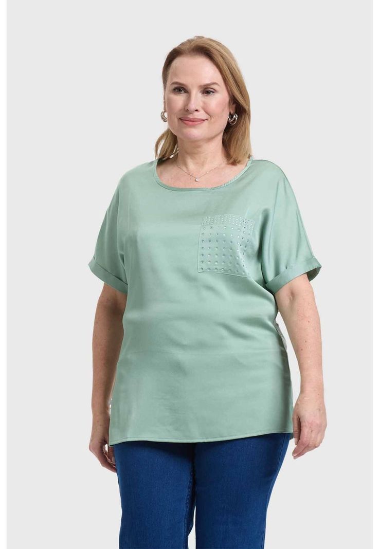 Polera Mujer Con Bolsillo Verde