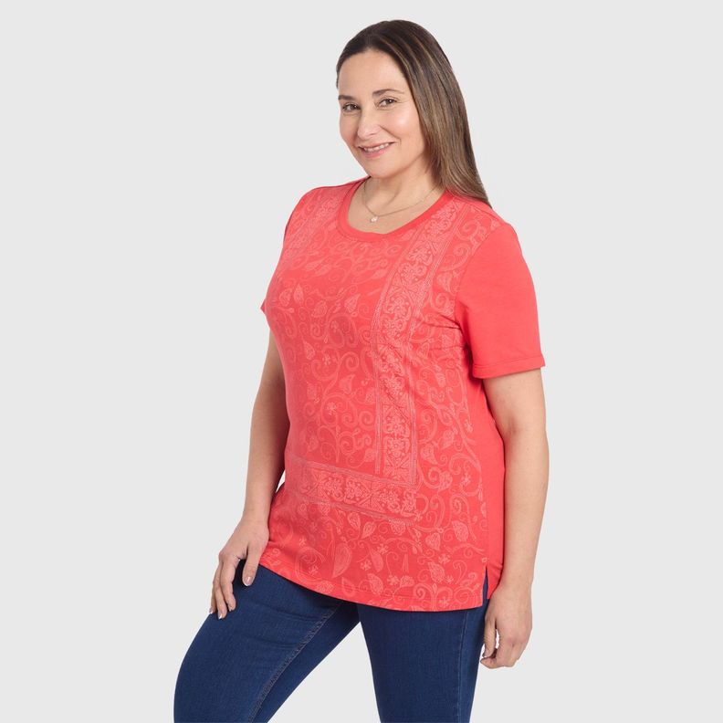 Polera Mujer Print Posicional Magenta Fashion's Park-1