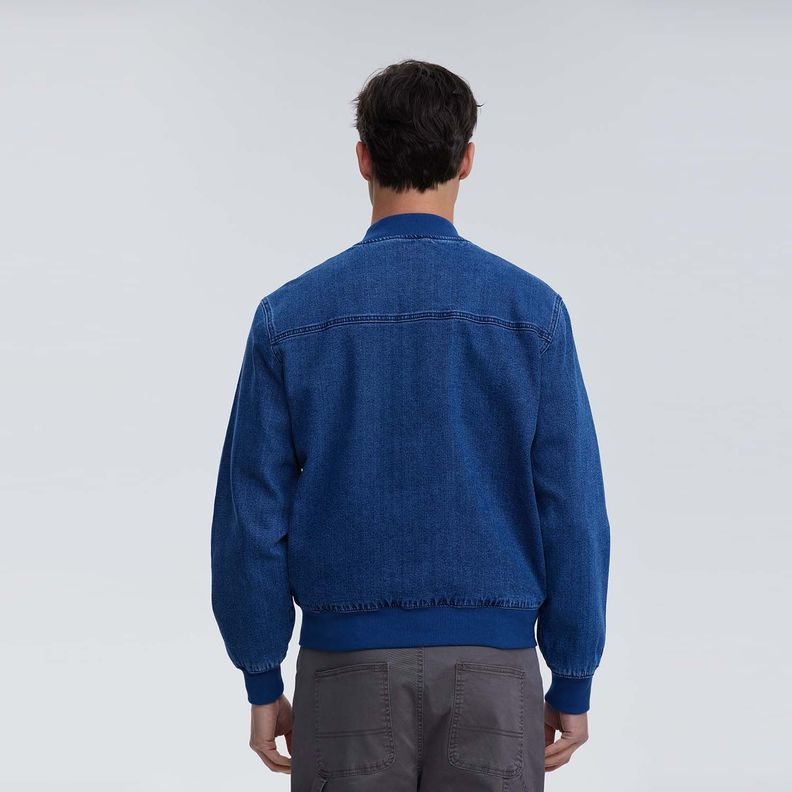 Chaqueta Hombre Bomber Denim Azul Oscuro-2