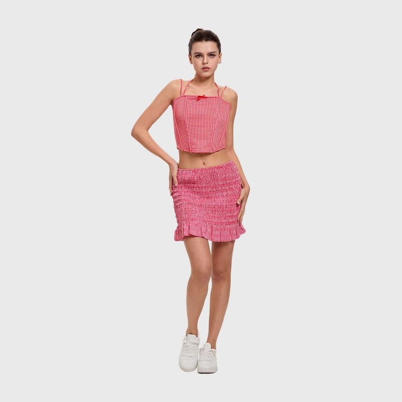 Falda Mujer Panal Vuelos Rojo Fashion's Park-3