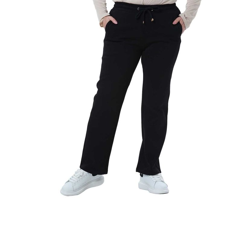 Pantalón Buzo Mujer Con Cordón Y Bolsillo Negro Ii Fsp-0