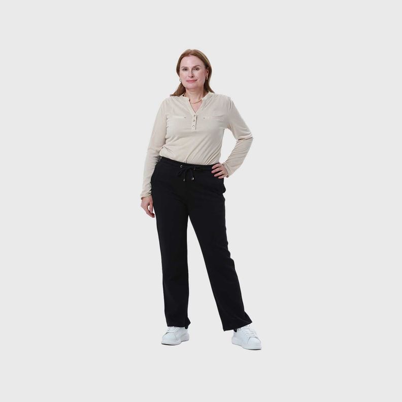 Pantalón Buzo Mujer Con Cordón Y Bolsillo Negro Ii Fsp-3