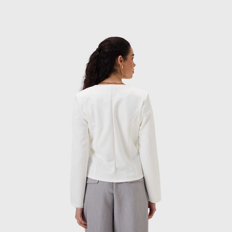 Blazer Mujer Liso Sin Solapa Crudo Fashion's Park-2