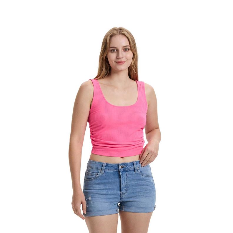 Polera Mujer Recojido Fucsia Fluor Fashion's Park-0