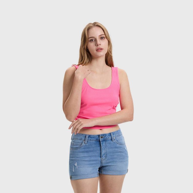 Polera Mujer Recojido Fucsia Fluor Fashion's Park-1