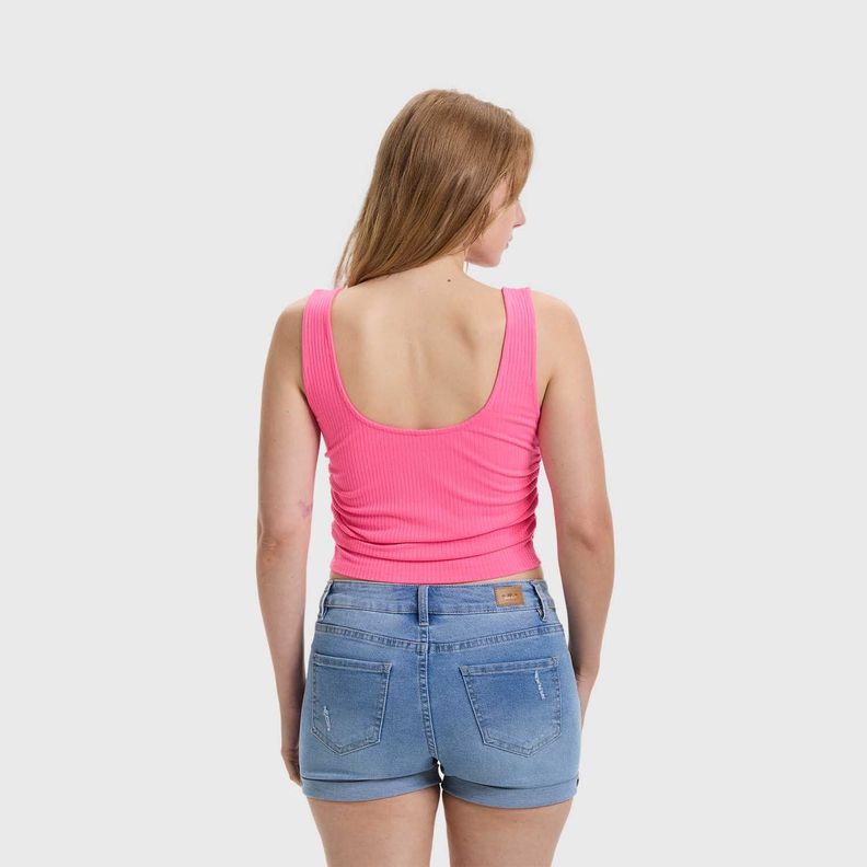 Polera Mujer Recojido Fucsia Fluor Fashion's Park-2