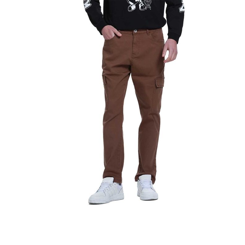 Jeans Hombre Slim Cargo Color Cafe-0
