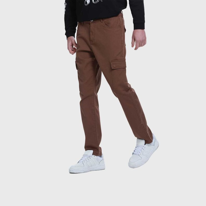 Jeans Hombre Slim Cargo Color Cafe-1
