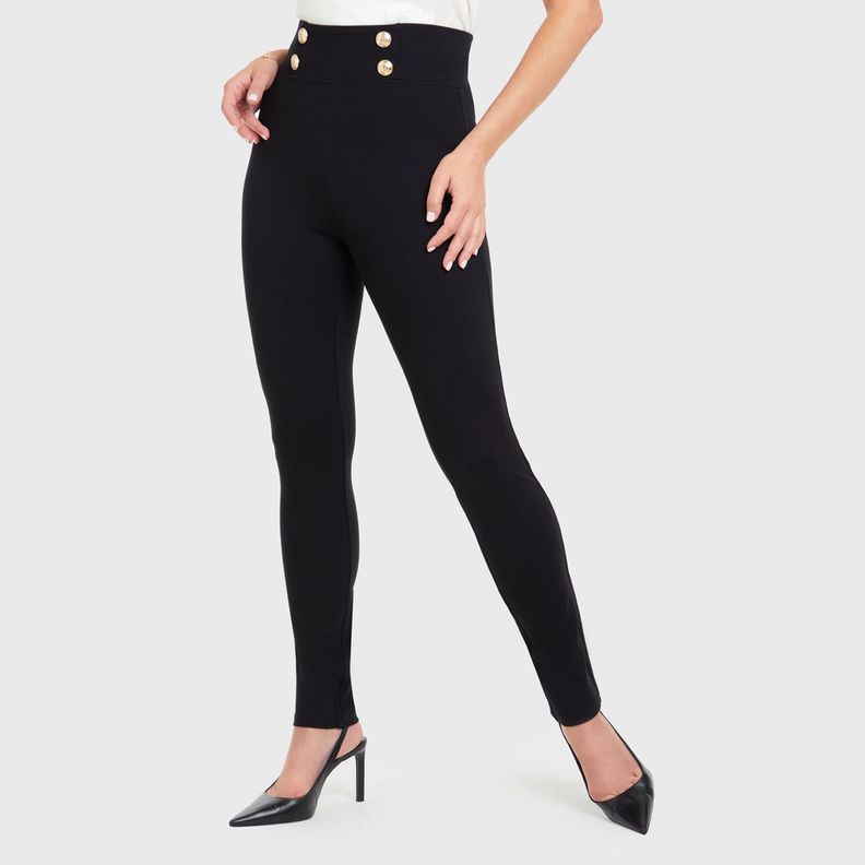 Calza Tiro Alto Negro Mujer-1