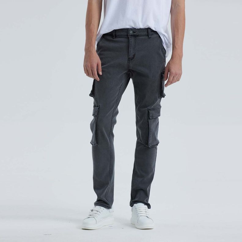 Jeans Hombre Slim Cargo Gris Fashion´s Park-0