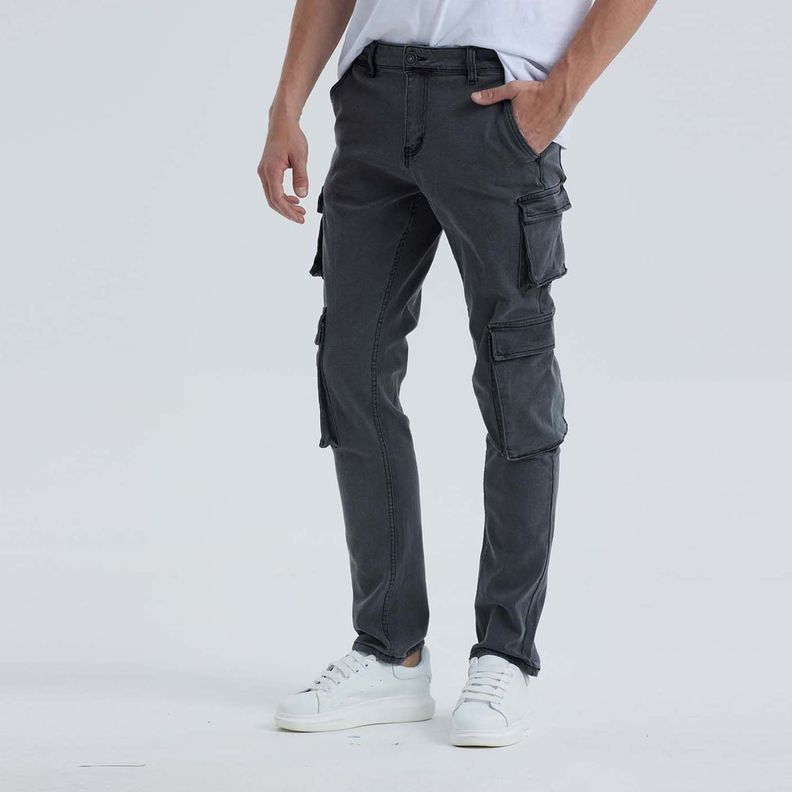Jeans Hombre Slim Cargo Gris Fashion´s Park-1