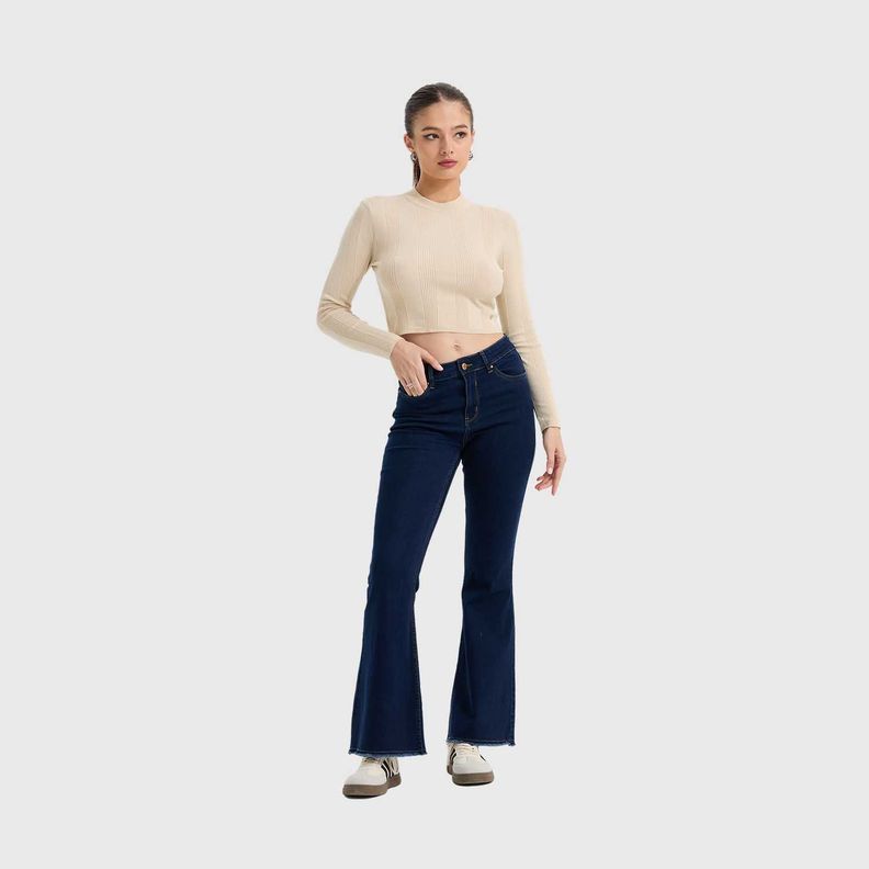 Jeans Mujer Flare Monse Azul Oscuro  Fashion's Park-3