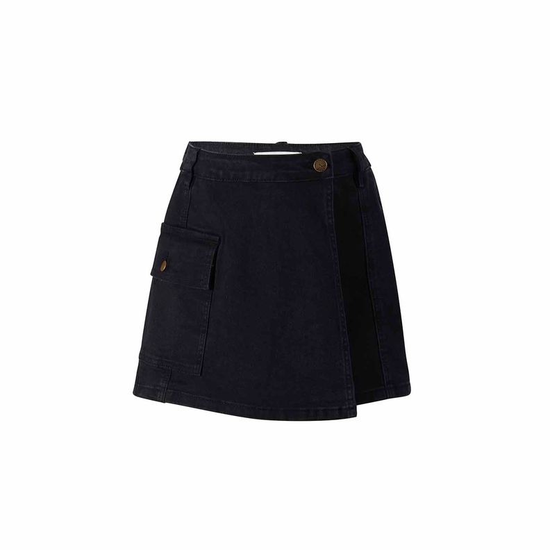 Falda Short Cargo Negro Niña-0