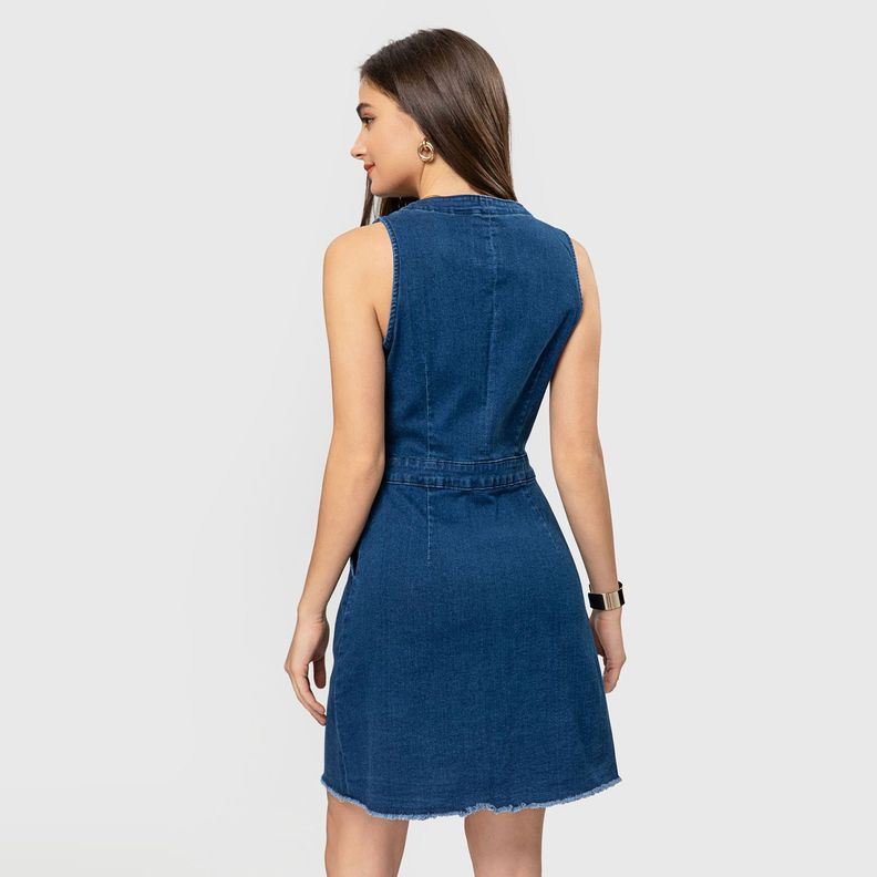 Vestido Lazo Botones Azul Mujer Fashion'S Park-2