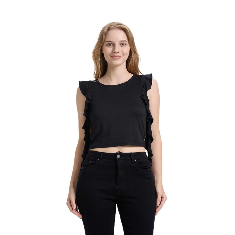 Polera Mujer Vuelos Negro Fashion's Park-0