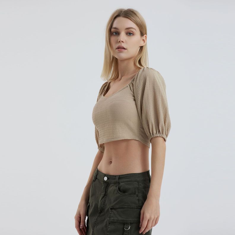 Blusa Mujer Manga Globo Nude-1