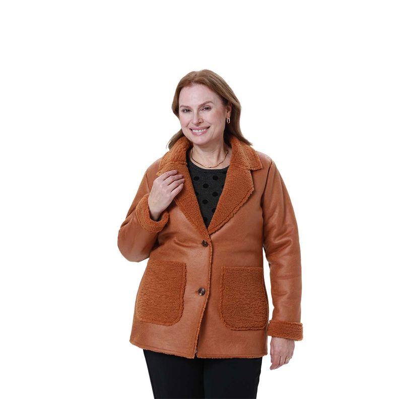 Chaqueta Mujer Pu Camel-0