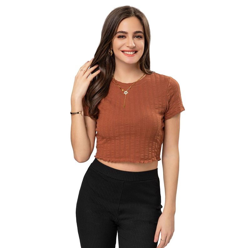 Polera Textura Café Mujer Fashion'S Park-0