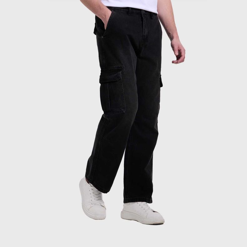 Jeans Hombre Cargo Oxidado Negro Fashion's Park-1