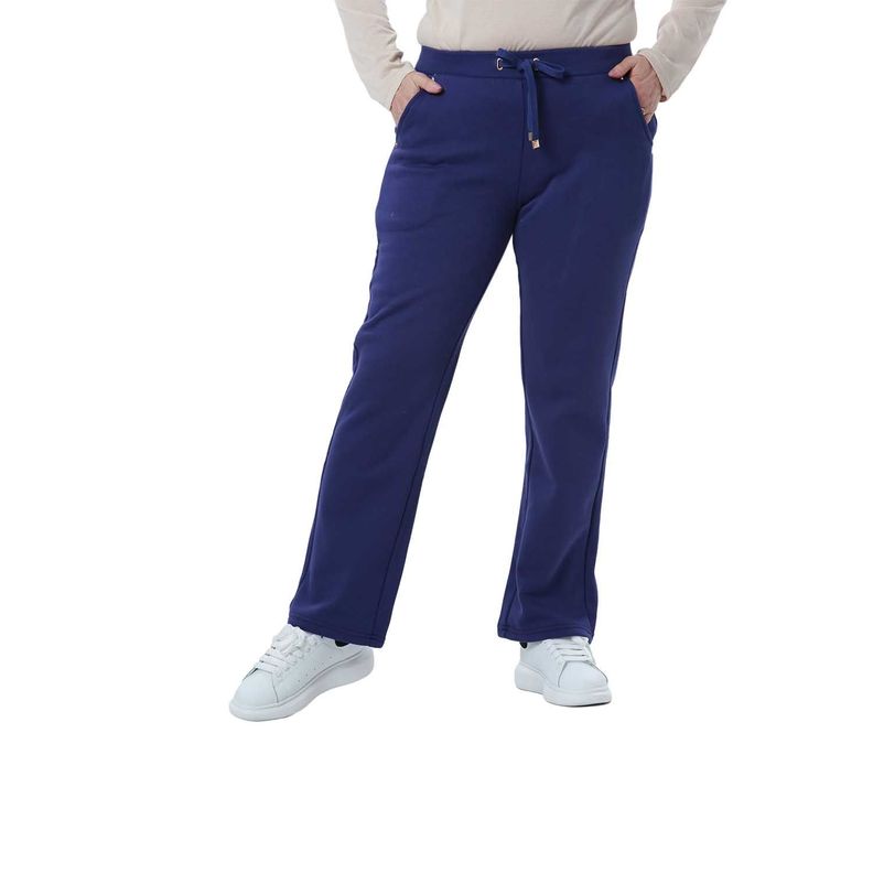 Pantalón Buzo Mujer Con Cordón Y Bolsillo Azul-0