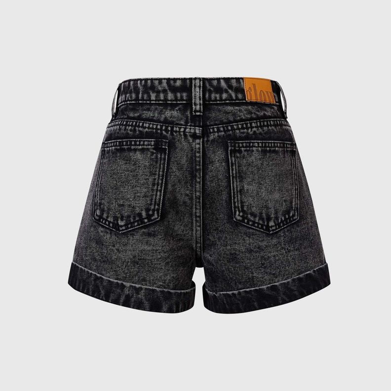 Short Niña Tiro Alto Con Tachas Negro Fashion's Park-1