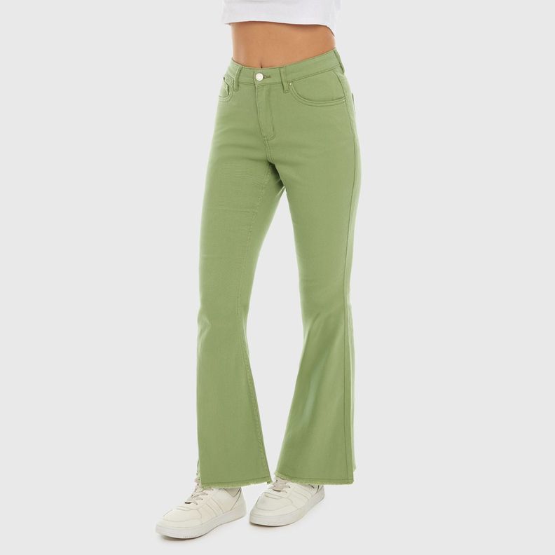 Jeans Mujer Flare Monse Verde Musgo Fashion's Park-1