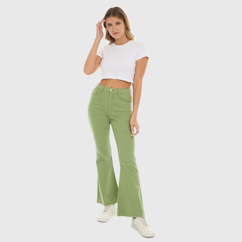 Jeans Mujer Flare Monse Verde Musgo Fashion's Park-3