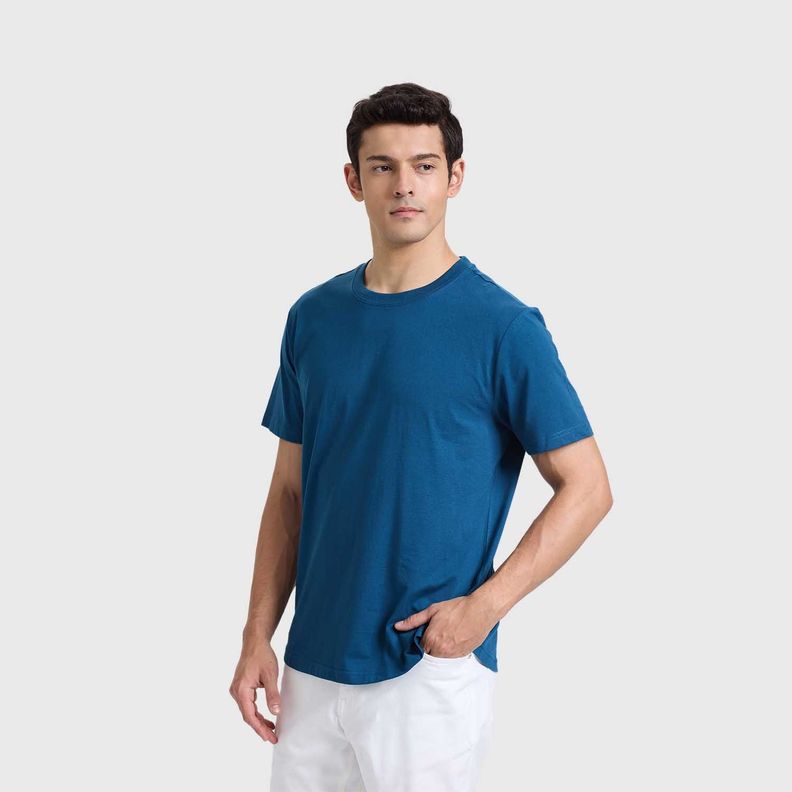 Polera Hombre Long Fit Básica Azul Petroleo Fashions Park-1