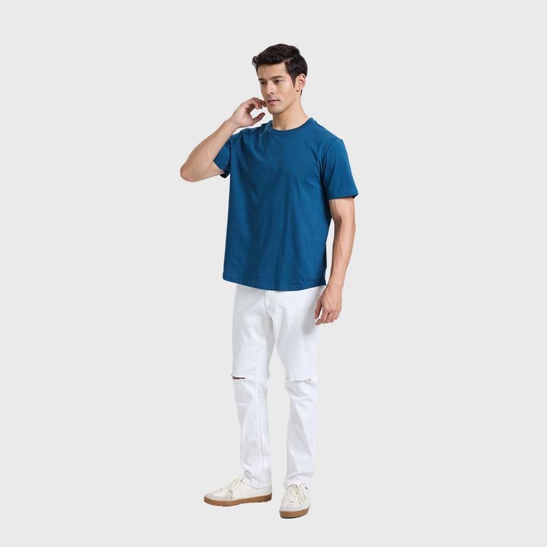 Polera Hombre Long Fit Básica Azul Petroleo Fashions Park-3