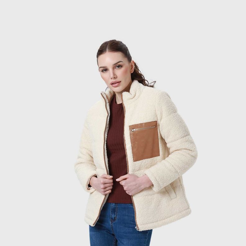 Polar Mujer Tipo Chaqueta Puffa Arena-3