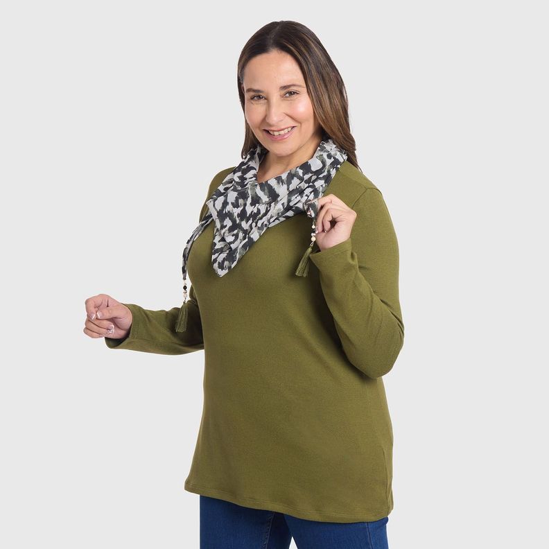 Sweater Mujer Pañuelo Verde Militar-2