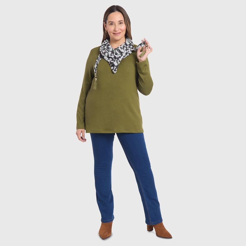 Sweater Mujer Pañuelo Verde Militar-6