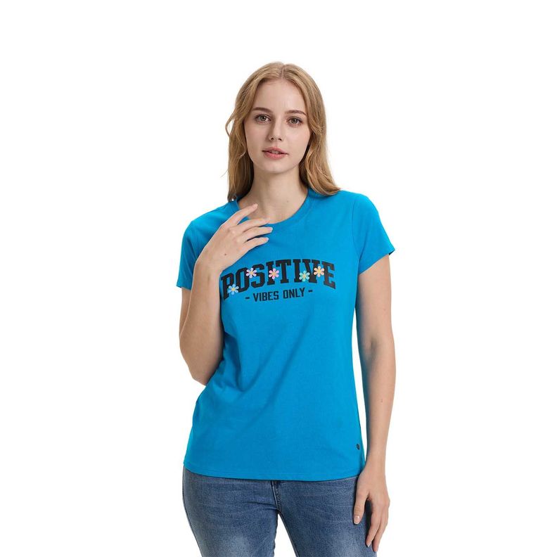 Polera Mujer Básica Print Azul Fashions Park-0