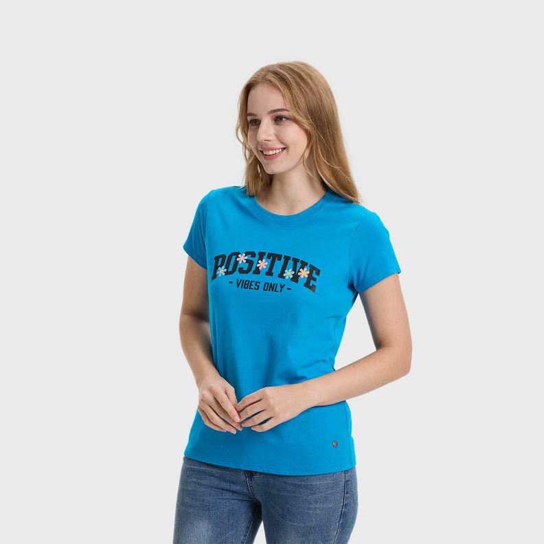 Polera Mujer Básica Print Azul Fashions Park-1