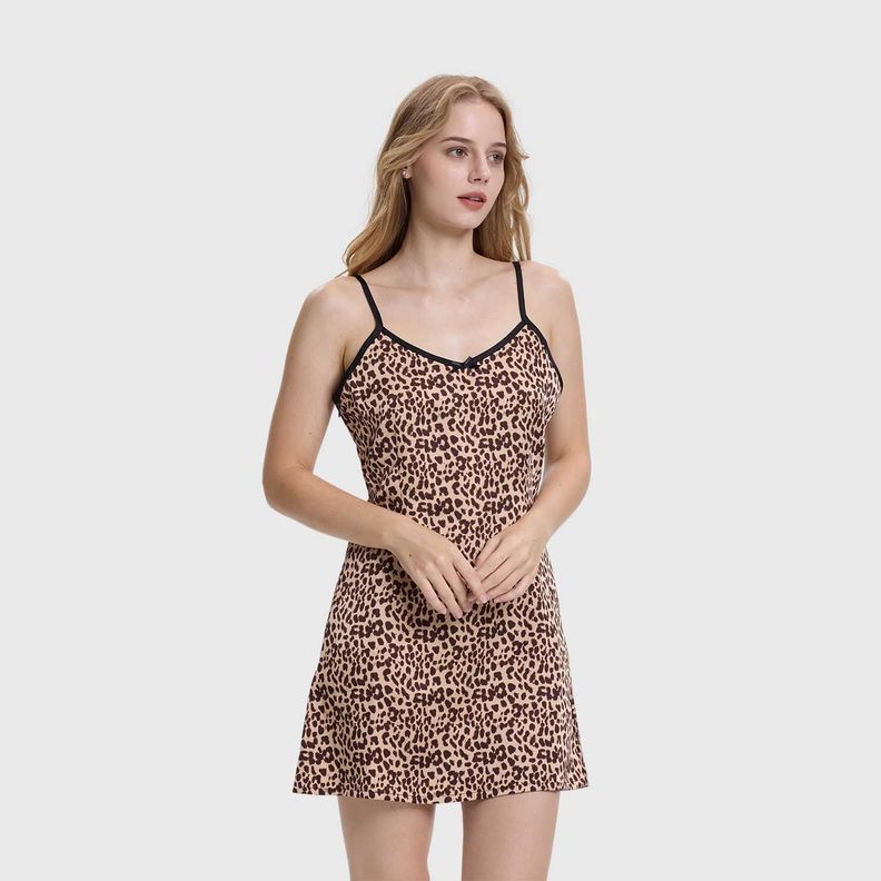 Vestido Mujer Lencero Leopardo Beige Fashion's Park-1