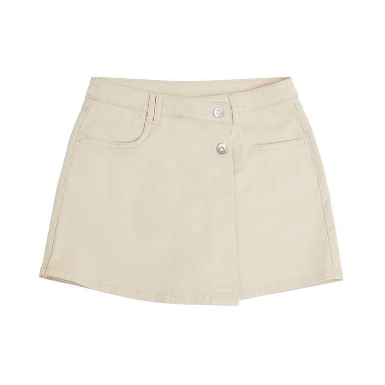 Falda Short Gabardina Beige Niña-0