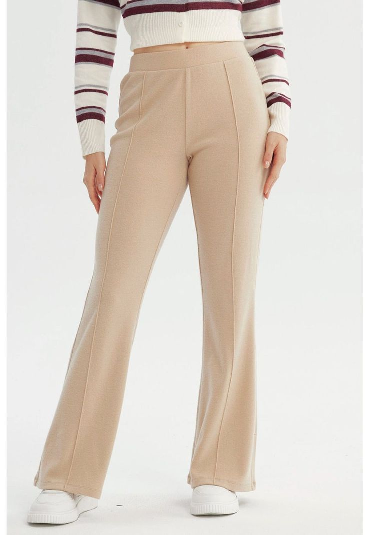 Pantalón Mujer Flare Beige