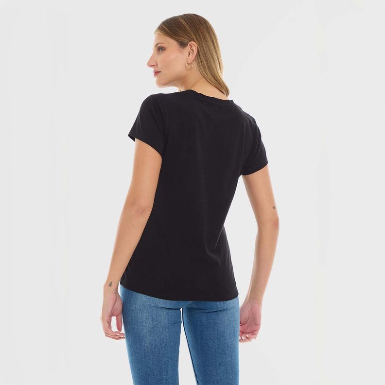 Polera Mujer Básica Print Negro / Coral Fashion's Park-2