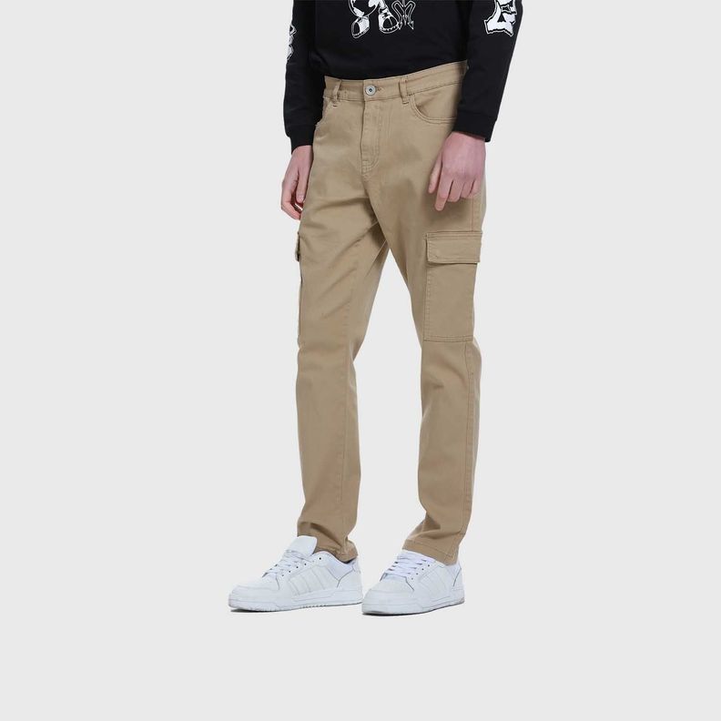 Jeans Hombre Slim Cargo Color Camel Claro-1