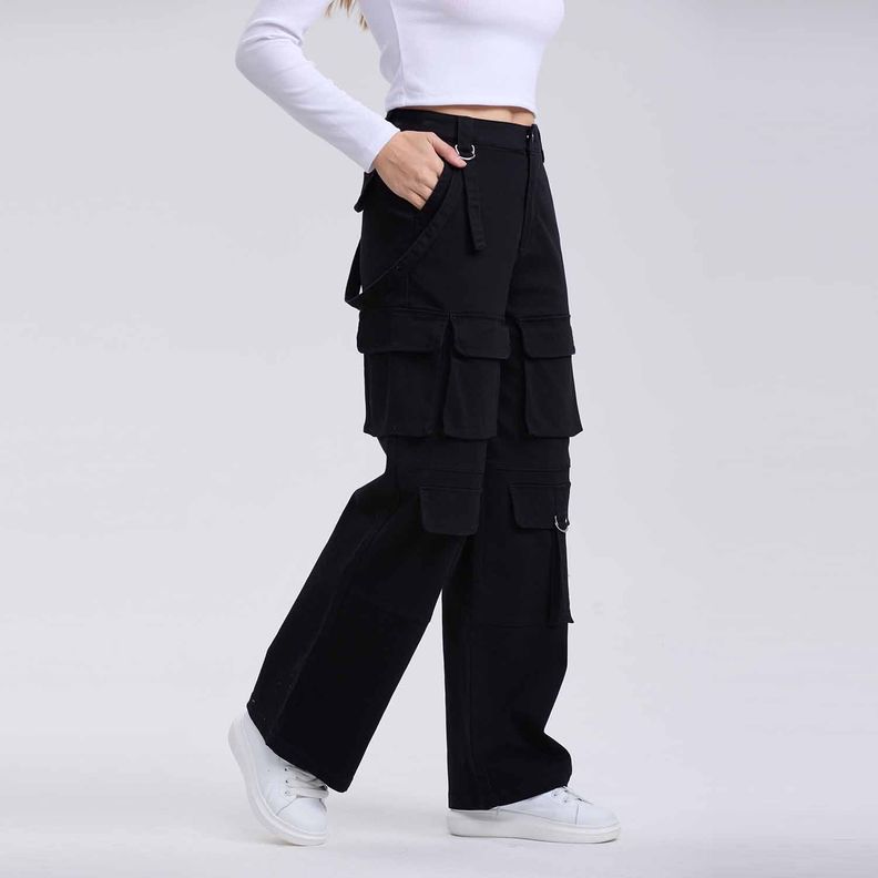Pantalón Mujer Cargo Full Negro Fashion´s Park-1