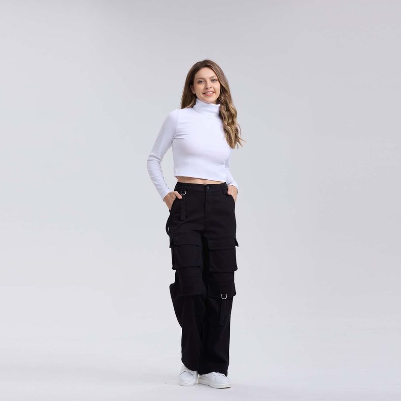 Pantalón Mujer Cargo Full Negro Fashion´s Park-3