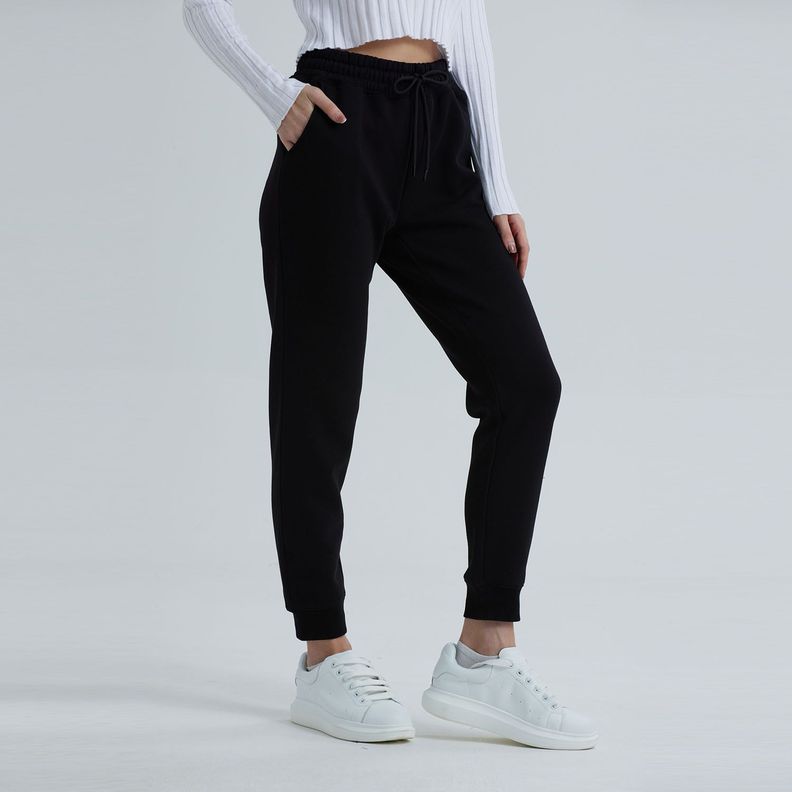 Pantalón Buzo Mujer Basic Negro-1