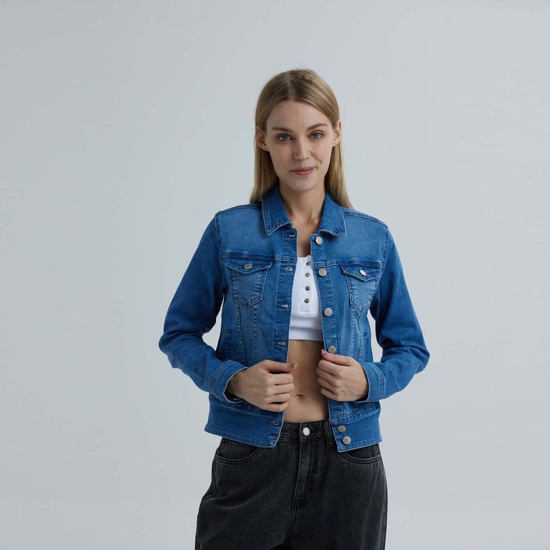 Chaqueta Mujer Clásica Azul Claro-0