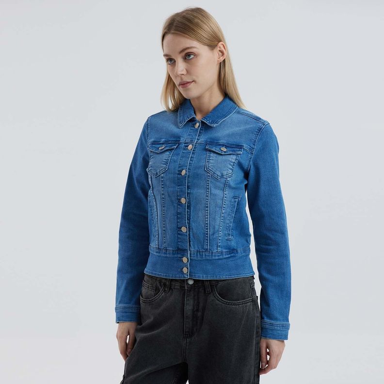 Chaqueta Mujer Clásica Azul Claro-2