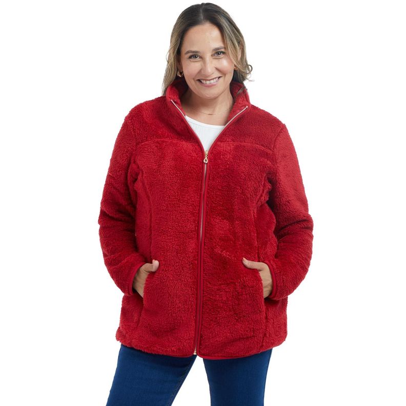 Polar Mujer Peludo Clásico Rojo Oscuro-0