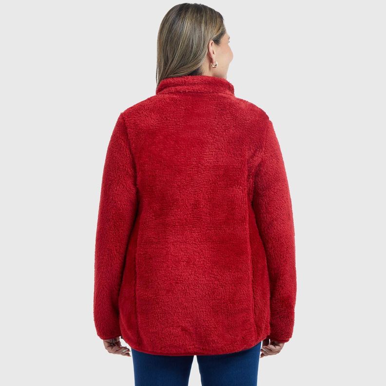 Polar Mujer Peludo Clásico Rojo Oscuro-2