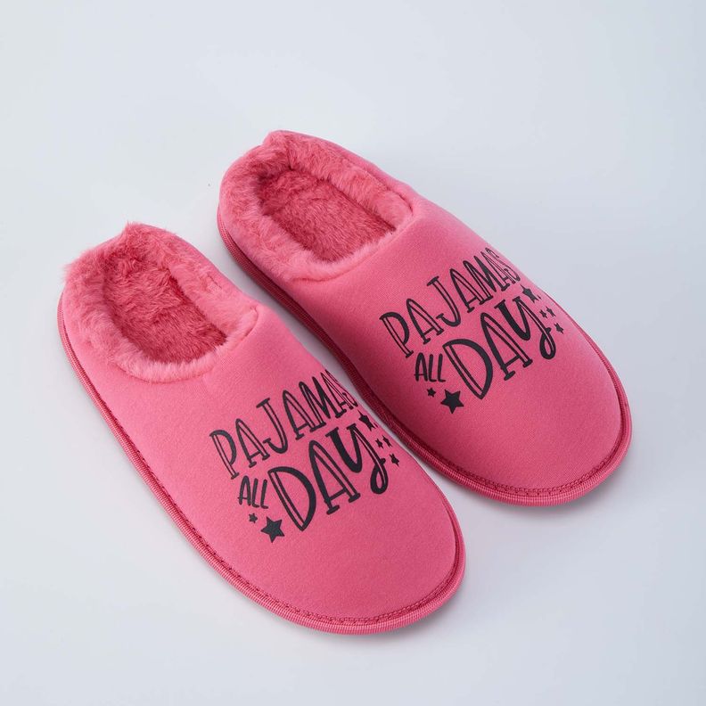 Pantufla Mujer Interior Peluda Fucsia-1