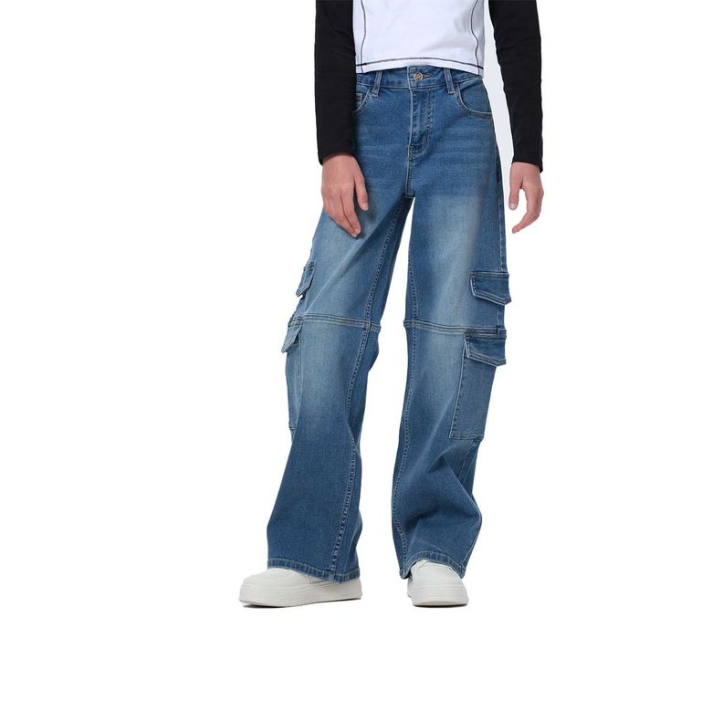 Jeans Niña Wide Leg Cargo Negro I-0
